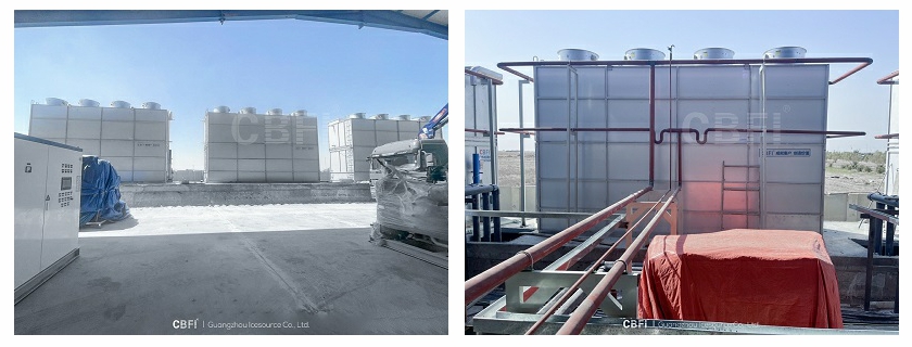 Evaporator condenser installation for CBFI block ice machines